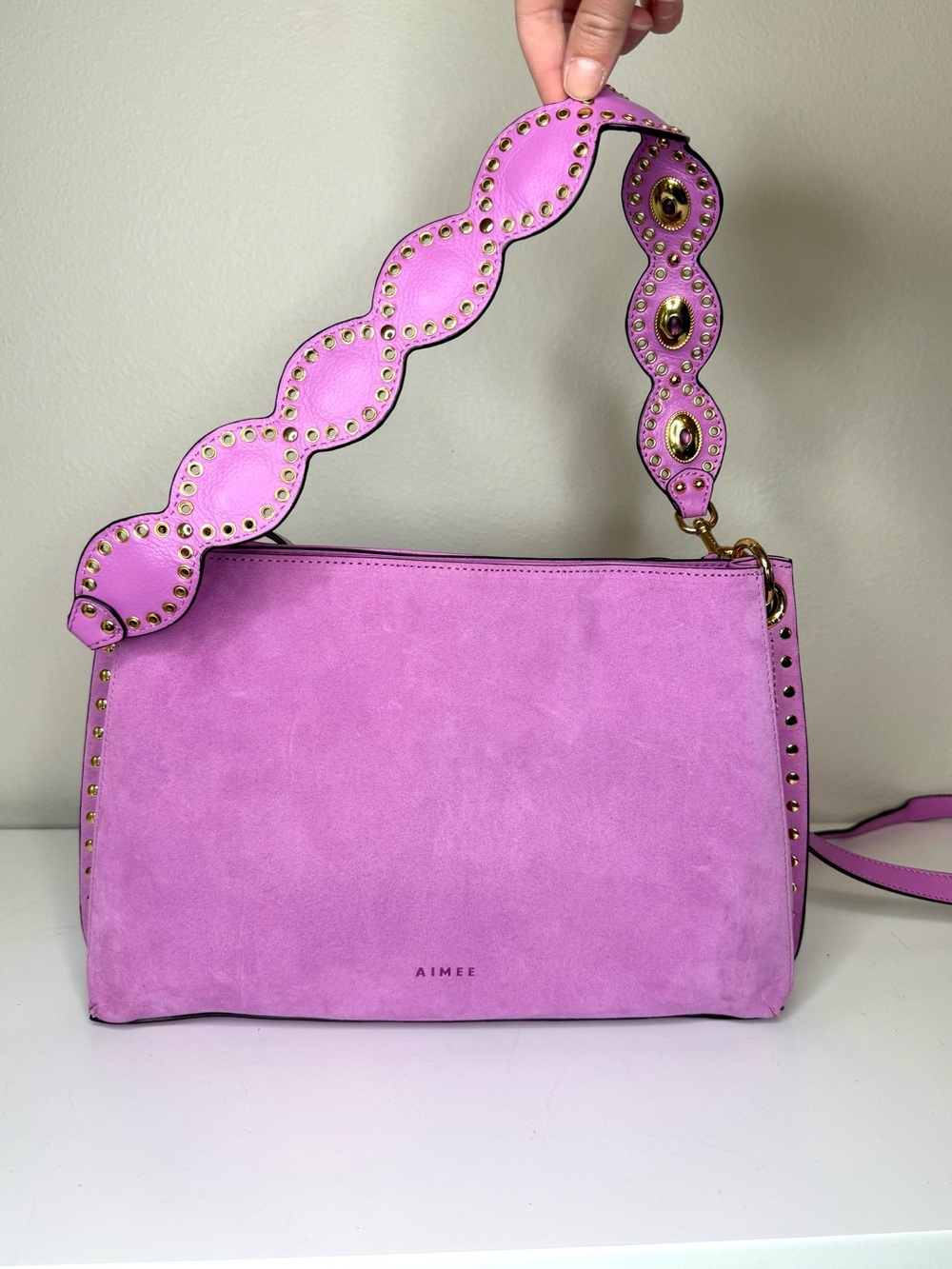 Aimee Kestenberg Bloom Suede Shoulder Bag with Studded Strap - Picture 6 of 14